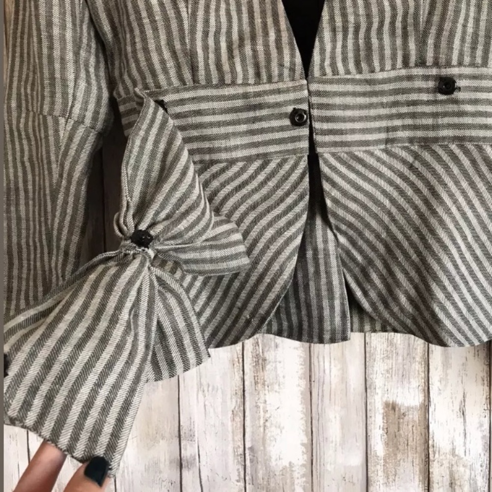 Anthropologie KRISTINIT Blazer SZ XS Striped Bow - Picture 6 of 6